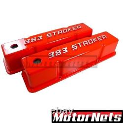 Small Block Chevy Raise Bowtie 383 Stroker log Orange Valve Cover SBC Aluminum