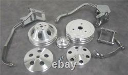 Small Block Chevy Short Pump Engine Bracket & Pulley Kit Alternator Compressor +