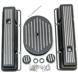 Tall Black Ball Milled Aluminum Engine Dress Up Kit, Fits SBC Chevy Hot Rat Stre