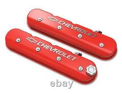 Tall LS Valve Cover with Bowtie/Chevrolet Logo Gloss Red Machined Finish 241-404