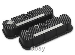 Tall M/T Valve Covers Big Block Chevy Engine Satin Black withMachined/Logo 241-152