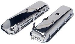 Trans-Dapt 9504 (Pair) Valve Cover Chrome Steel Stock Height for Big Block Chevy