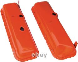 Trans-Dapt 9918 (Pair) Valve Cover Orange Powder Coat Steel for Big Block Chevy