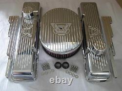 V8 Chevy Small Block Valve Covers 12 Oval Air Cleaner K&N filter Breather PCV