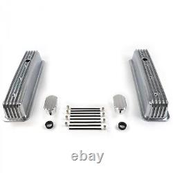 Vintage Center Bolt Finned Valve Covers with Breathers (No PCV)Small Block Chevy