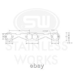 Bride d’échappement Stainless Works HFSBCSQ1875, moteur Small Block Chevy, collecteur d’échappement