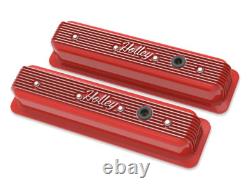 Cache-culbuteurs en aluminium Holley finition rouge brillant pour moteur Small Block Chevy