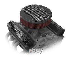 Cache-soupape noir satiné Holley avec dispositifs antipollution pour petit moteur Chevy à bloc court