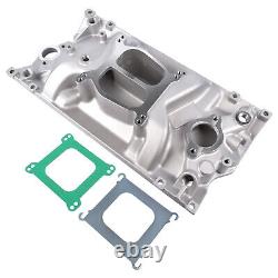 Collecteur d'admission Chevy Double Plan en Aluminium Satiné Adapté pour Vortec V8 305 350 Têtes