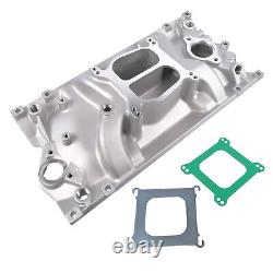 Collecteur d'admission Chevy Double Plan en Aluminium Satiné Adapté pour Vortec V8 305 350 Têtes