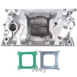 Collecteur d'admission Chevy Double Plan en Aluminium Satiné Adapté pour Vortec V8 305 350 Têtes