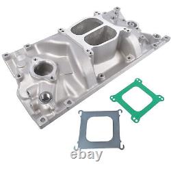 Collecteur d'admission Chevy Double Plan en Aluminium Satiné Adapté pour Vortec V8 305 350 Têtes