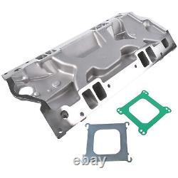 Collecteur d'admission Chevy Double Plan en Aluminium Satiné Adapté pour Vortec V8 305 350 Têtes