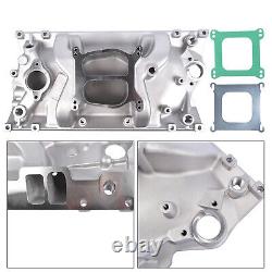 Collecteur d'admission Chevy Double Plan en Aluminium Satiné Adapté pour Vortec V8 305 350 Têtes