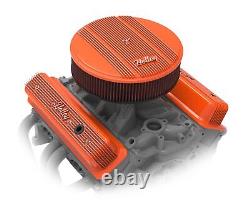 Couvercle de soupape Holley avec finition orange et disposition d'émission pour moteur Small Block Chevy