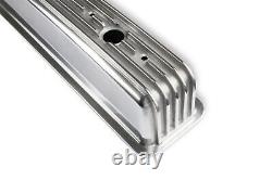 Ensemble de couvercles de soupapes en aluminium SBC Cast Alm de style nervuré.