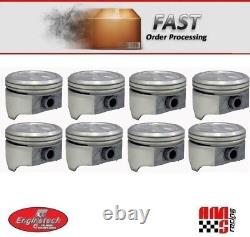 Ensemble de pistons à tête en plat avec goupilles de 4,00 pouces de diamètre, 91 Comp pour Chevrolet SBC 350 5,7L