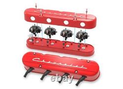 Holley 241-179 2-pc Chevrolet Script Gloss Red Ls Chevy Valve Couvre Lsx