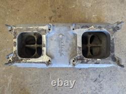 Intake Tunnel Ram Weiand Vintage Say Why-And Small Block Chevy pour carburateurs doubles