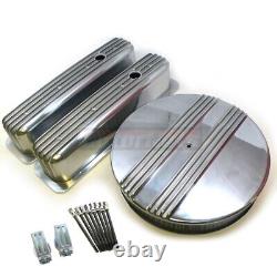 Kit de décoration de moteur en aluminium à boulon central cannelé Small Block Chevy 87+ Tall SBC