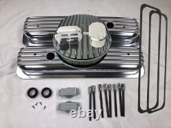 Kit de décoration de moteur en aluminium haut pour moteur Small Block Chevy 87-UP avec couvercle de soupape à boulon central