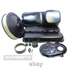 Kit de décoration de moteur noir BBC Chevy, carter d'huile, filtre à air, gros bloc 396 454 427 402