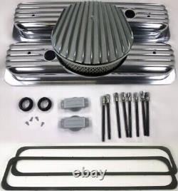 Kit de décoration pour moteur en aluminium SBC Small Block Chevy 87-up avec couvre-culbuteurs à boulon central