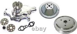 Kit de pompe à eau courte en chrome pour petit bloc Chevy et poulie de vilebrequin à 1/2 rainure
