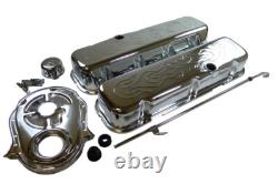 Kit de rehaussement de moteur en chrome à flammes pour Big Block Chevy, couvercle de soupape haut, 65-95, 396-502