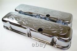 Kit de rehaussement de moteur en chrome à flammes pour Big Block Chevy, couvercle de soupape haut, 65-95, 396-502