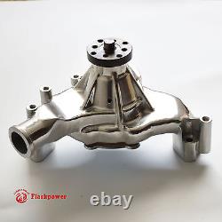 Long Water Pump Big Block Chevy Polished Aluminum<br/> <br/>   Translation: Pompe à eau longue en aluminium poli pour Big Block Chevy