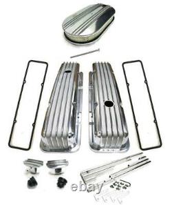 Petit Bloc Chevy Finned Aluminium Engine Dress Up Kit 15 Air Cleaner Covers Pcv