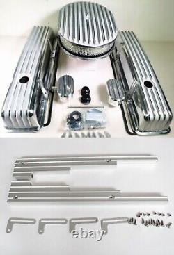Petit bloc Chevy FINNED Alum Kit de toilette pour moteur Cache soupape 12 Filtre à air