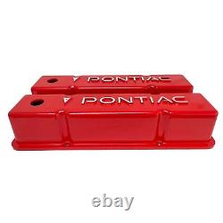 Petit bloc Chevy Tall RED Valve Covers, Logo Pontiac RAISED (POUR MOTEURS CHEVY)