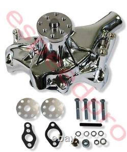 Pompe à eau longue à haut débit CHROME Small Block Chevy pour SBC 283 305 350 400