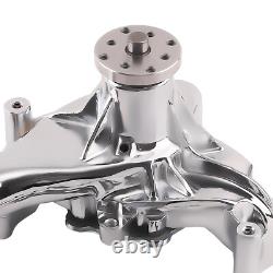 Pompe à eau longue en chrome à débit élevé pour moteur petit bloc Chevy 283 305 350 400